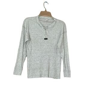 AKI men gray Thermal Long Sleeve Crew Neck T-Shirt 3 button front sz medium